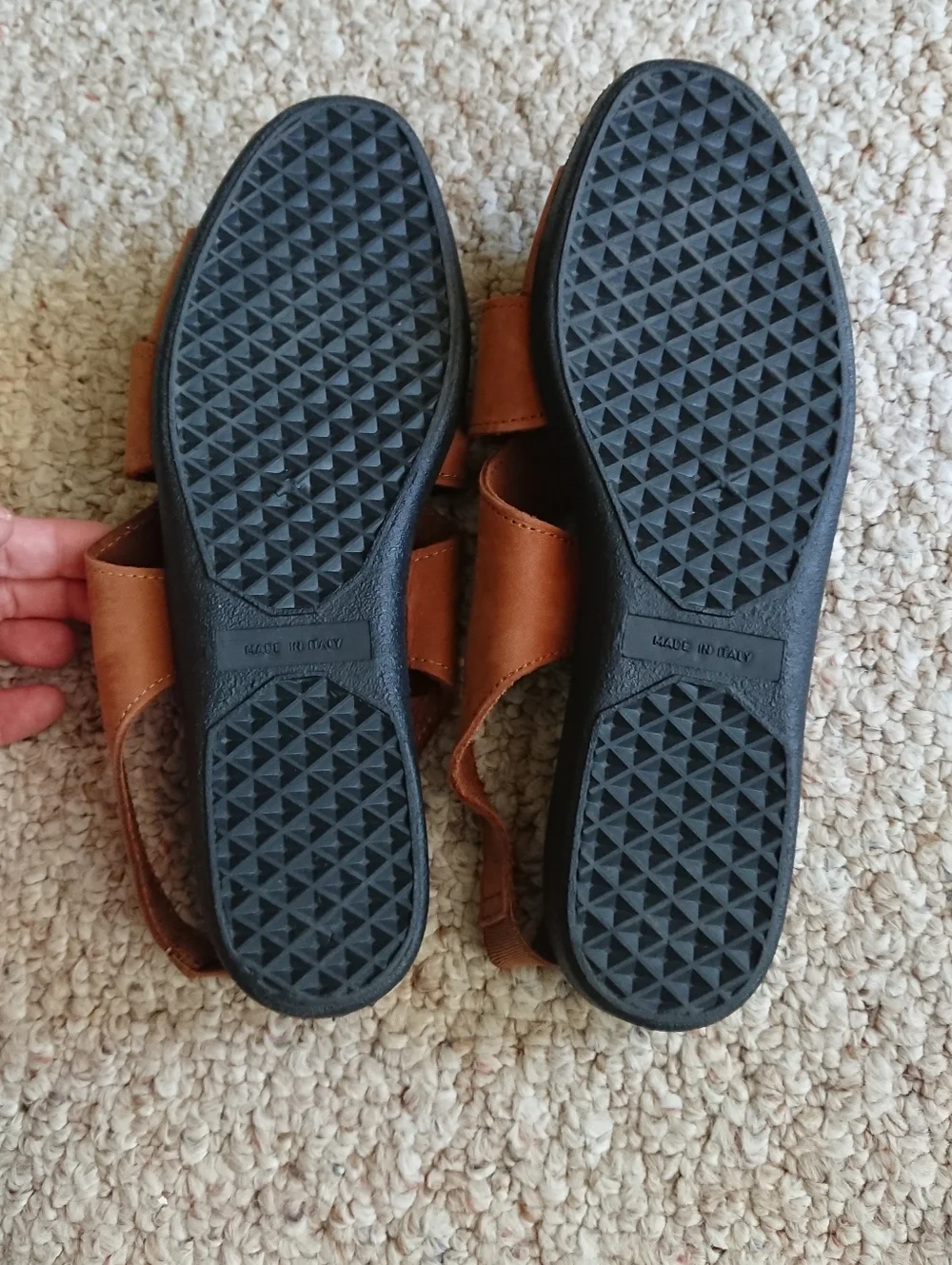 LL Bean Made in Italy Brown nubuck Leather Slingback Sandals size 6.5